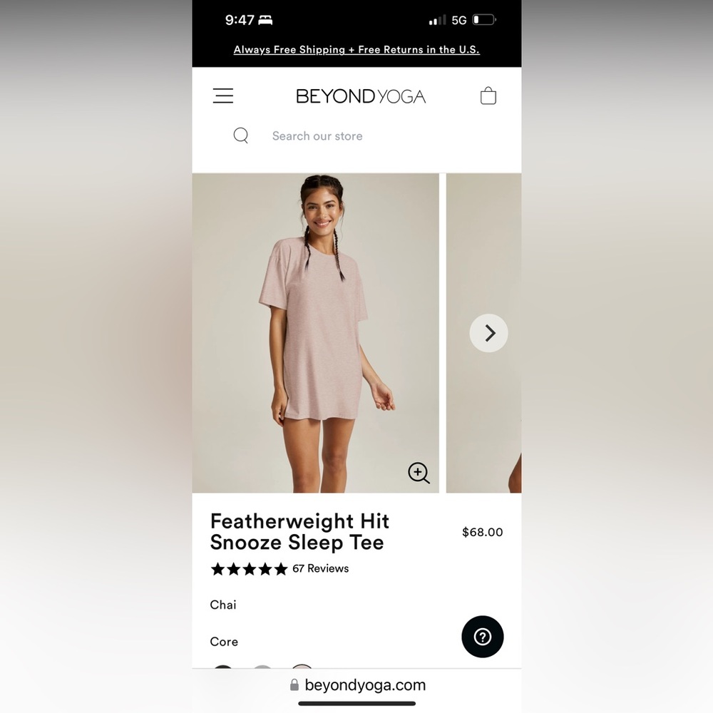 Featherweight hit snooze sleep Tea Dusty Rose.